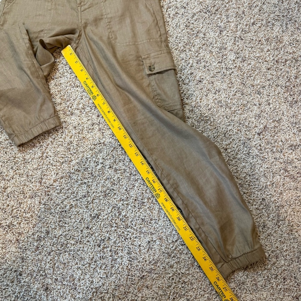 Evereve Women’s Linen Blend Tessa Cargo Pant Size 26 Sandcastle Tan Khaki Jogger - Picture 13 of 14